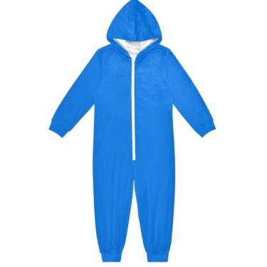 Imagem de Macacão azul para crianças, moletom com capuz, peça única, fantasia divertida de cosplay para outono e inverno, 5 a 14 anos, Azure, 9-11 Years