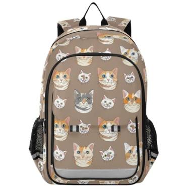 Imagem de ODAWA Cute Cartoon Cats Brown Kids School Backpacks for Girls Boys, Kids Backpack 17 Inch for Travel