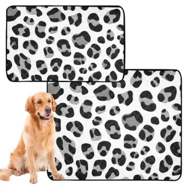 Imagem de TSENQUE Tapete reutilizável para gatos de estimação com estampa de leopardo, preto, cinza, branco, lavável, tapete impermeável para cães, absorventes de cachorro, almofadas de penico, pequeno x pacote