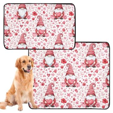 Imagem de TSENQUE Cute Gnomo Red Pink Pet Pad Extra Grande Lavável Pee Pads para Cachorro Bonito Tapete de Gaiola Impermeável Absorvente Almofadas de Parto, Pequeno x Pacote com 3