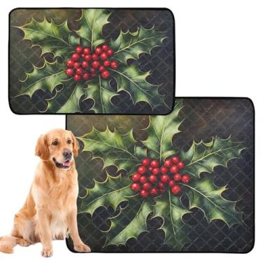 Imagem de TSENQUE Almofadas de xixi laváveis para animais de estimação de azevinho para animais de estimação extragrandes absorventes à prova d'água tapete de cercadinho para cães, médio + grande, conjunto de 2