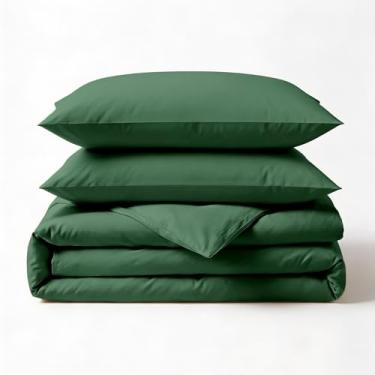 Imagem de Fabdreams Capa de edredom 100% algodão orgânico certificado GOTS Queen Size - cetim 400 fios - macio - sedoso - fecho de zíper - laços na borda - 1 capa de edredom (228 x 233 cm) + 2 fronhas (51 x 66