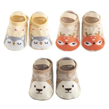 Imagem de Kit 3 Meias Sapatilhas Antiderrapante Pietra Baby Infantil Unissex Alg