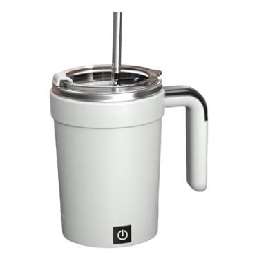 Imagem de IEUDNS Caneca de café com misturador automático, acessório portátil para chá, chocolate quente e outras bebidas, 380 ml, ideal para sala de estar, escritório, Branco