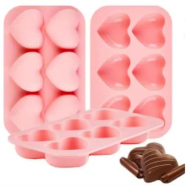 Imagem de Molde de silicone em forma de estrela em forma de coração de 6 cavidades para gelatina de chocolate, cubos de gelo, doces, moldes de dia dos namorados