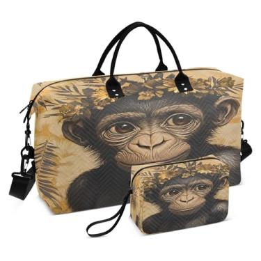 Imagem de CEBUGI Bolsa feminina acolchoada de macaco, grande, bolsa de viagem de fim de semana, bolsas hospitalares para trabalho de parto e parto