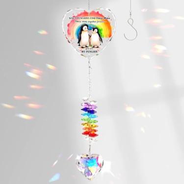 Imagem de Pinguins de cristal presentes românticos para namorada, presente de aniversário para sua lembrança especial, enfeite de arco-íris para pendurar
