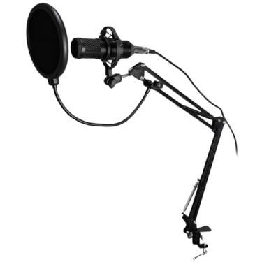 Imagem de Microfone Condensador Profissional com Braço Suporte Articulado e Placa de Som com Captação Cardioide para Transmissão ao Vivo Podcast Estúdio Dublagem