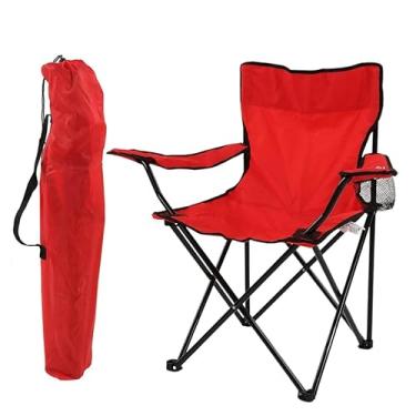 Imagem de Cadeira Dobrável Portátil com Porta Copos para Pesca, Praia e Camping com Bolsa (3,Vermelha)