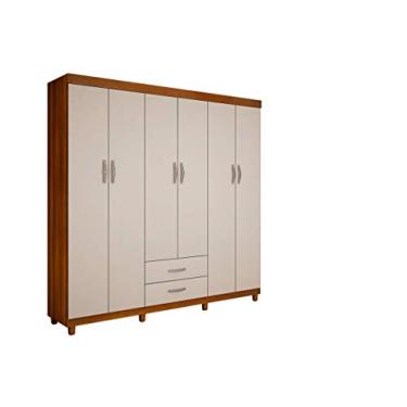 Imagem de Roupeiro Milao 6 Portas Sem Espelho Nogal & Off Sallêto Móveis