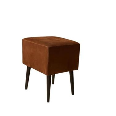 Imagem de Puff Quarto，Banquetas Quadrada Modelo Pé Removível Tecido de Sued Escrivaninha Puff Banquinho(Pé Ecológico Caramelo)