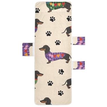Imagem de Capas coloridas para espreguiçadeiras bege para cães dachshund toalhas de cadeira de praia e piscina laváveis espreguiçadeiras de piscina 215 x 76 cm
