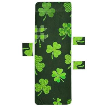 Imagem de Green Shamrocks Clovers Chaise Lounge Cadeira Toalha de Piscina Toalha de Praia com Bolsos Espreguiçadeira de Praia Externa 215,9 cm x 76,2 cm
