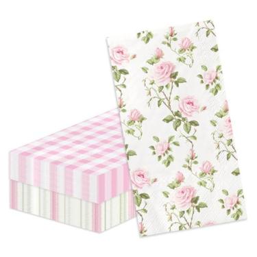 Imagem de Toalhas de mão CMUSKO Floral, 40 unidades, rosa claro, descartáveis