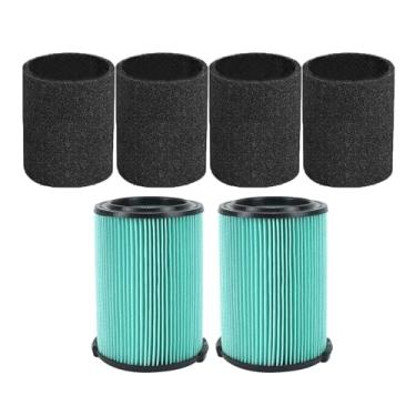 Imagem de Pacote com 2 filtros VF6000 para aspirador de pó Ridgid Shop Vac 5-20 galões WD5500 WD0671 WD6425 WD7000 WD1280 WD1851 WD1680 WD1956 RV2400A 1400A 0RV RV26 00B (com 4 mangas de espuma)