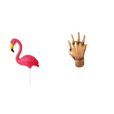 Imagem de Whtkoph Escultura de Flamingo para Jardim com Figuras Desenhadas à Mão, Ornamento Artístico para Decoração Festiva de Prateleiras de Quartos, Feita à Mão.