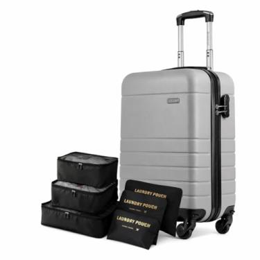 Imagem de Mala Bordo ABS 10kg Viagem + Kit Organizador Necessaire 6 Peças (ABS, Essencial 2 Prata)