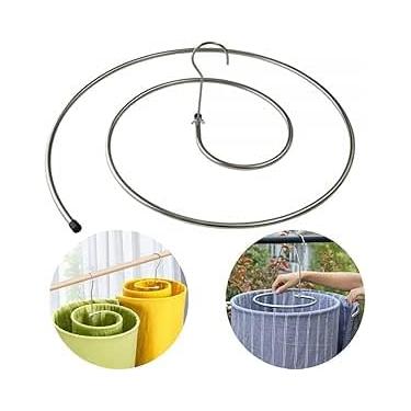 Imagem de Cabide Espiral em Aço Inox, 2,2 Metros, 43cm Diâmetro, Cromado, Suporta até 20Kg, Rotação 360°, para Secagem Rápida