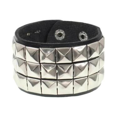 Imagem de Pulseira Unissex Punk Gótica Rock Com Ponta Espinhosa E Rebites, Pulse