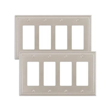 Imagem de Placa de parede Treewell, pacote com 2 unidades, 4 gangues, níquel met