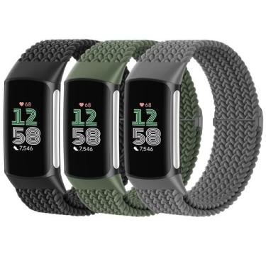 Imagem de Pulseiras trançadas Solo Loop Bands para Fitbit Charge 6/5, pacote com