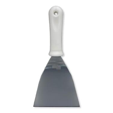 Imagem de Espátula Premium Reta Profissional, Aço Inoxidável, 25cm x 11cm, para Hambúrgueres, Lanches e Pizza, com Borda Chanfrada