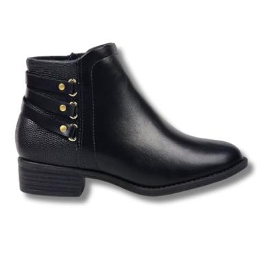 Imagem de Bota Feminina Cano Curto Salto Baixo Leve Confortável Modare - Preto - 35
