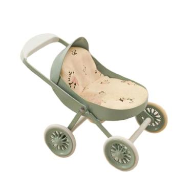 Imagem de harayaa Carrinho de bebê em miniatura, decoração para casa de bonecas, brinquedo para brincar de faz-de-conta em escala 1/12, ideal para meninos e, Verde