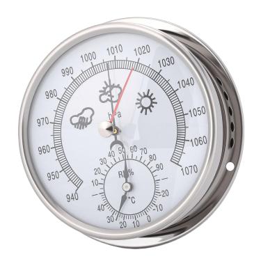 Imagem de Luocute Barômetro Termômetro Higrômetro de 5,2 Polegadas, Estação Meteorológica 3 Em 1 Com Estrutura de Aço Inoxidável e Vidro Acrílico, para Uso Interno e Externo Em Garagem de