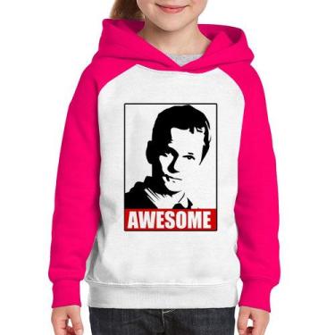 Imagem de Moletom Infantil Awesome Barney Stinson - Foca na Moda, Branco, Rosa, 