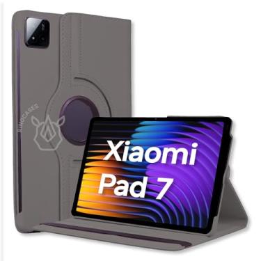 Imagem de Capa Giratória para Xiaomi Pad 7/7 Pro – Couro PU, Sleep/Wake, Magnética, Proteção Completa (Cinza, Apenas Capa)