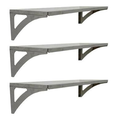 Imagem de Prateleira Aço Inox Parede Decoração 47x21 P 3und - INOX LAURINDOS