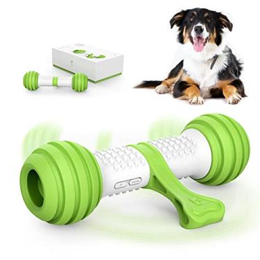 Imagem de PETGEEK Brinquedo interativo de ossos para cães, brinquedo automático de perseguição de cães, brinquedos eletrônicos para tédio de cães médios/grandes, material seguro recarregável por USB, cor verde