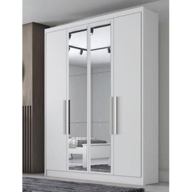 Imagem de Guarda Roupa Solteiro Ambiente Sevilha 4 Portas 3 Gavetas Neve com Esp