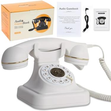 Imagem de ROOMEDAL Telefone de casamento, livro de convidados de áudio, gravador de mensagens de voz vintage com caixa de presente premium para eventos especiais, chá de panela, festa de aniversário, chá de
