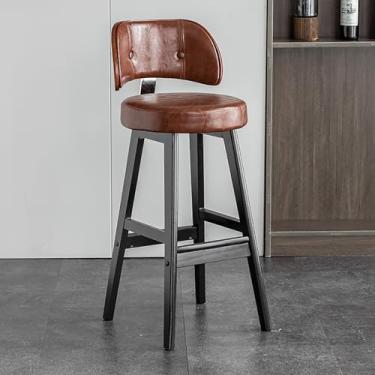 Imagem de Conjunto de 2 bancos de bar verdes modernos, cadeiras estofadas de couro sintético sem braços com pernas de madeira maciça para ilha de cozinha, sala de jantar, pub, móveis com altura de balcão