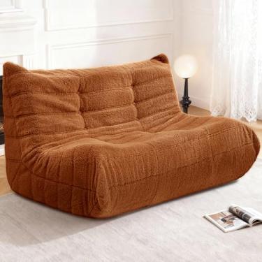 Imagem de Cansunna Bean Bag poltrona de sofá grande, pufe para adultos, cadeira, espreguiçadeira, saco de feijão com espuma viscoelástica para casa, apartamento ou local de jogos (pelúcia marrom)