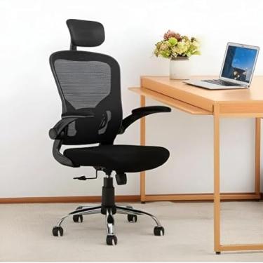 Imagem de Cadeira Ergonômica de Escritório com Encosto em Mesh, Preto, Ajustável, Reclinável, Base Giratória com Rodízios, Apoio Lombar