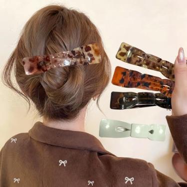 Imagem de Grampos de cabelo com laço para mulheres, 5 pacotes de grampos ergonômicos curvos para cabelos cacheados grossos e finos, grampos de cabelo grandes franceses para todas as texturas de cabelo