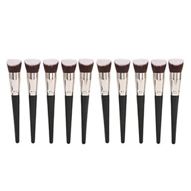Imagem de Ainoli 10pcs escova oblíqua corretivo fibra macia cabelo ergonômico flexível maquiagem fundação pincel ferramenta cosmética