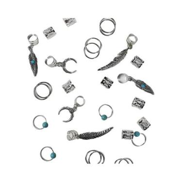 Imagem de Pingente Turquesa Para Cabelo Com Trança Dreadlock, Anéis De Acessório