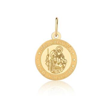 Imagem de Pingente Medalha Santo São Cristóvão Ouro Puro 18k P144 - MAEHLER Arte