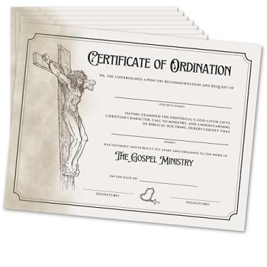 Imagem de Certificado de Ordenação para Diácono, Padre Católico | Pacote com 8 | Prêmio de Membro da Nova Igreja, Reconhecimento do Clero, Ministro Cristão, Licença Pastoral Emérita | 21,6 x 28 cm (Crucifixo)