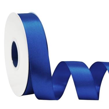 Imagem de Simplegoal Fita de cetim azul marinho dupla face 2,5 cm x 50 metros fitas de poliéster azul marinho para embrulho de presente fita de tecido para artesanato, buquê de flores, costura, artes, decoração