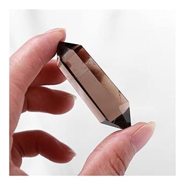 Imagem de Cristal 1 peça cristal natural fumê quartzo ponto duplo chá pedra cristal varinha mágica decoração de casa (cor: 4-5 cm)