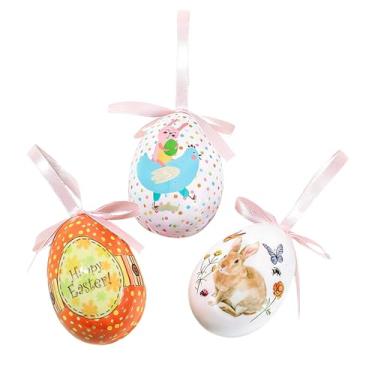 Imagem de Ornamentos de árvore de ovo de Páscoa – Decoração de primavera de 7 cm | Decorações de árvore de ovo de Páscoa, para festas internas e externas, sala de estar, parede, janela, porta, jardim