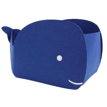 Imagem de Zerodis Caixas de Armazenamento de Feltro, Cesta de Feltro Em Forma de Baleia Adorável Dos Desenhos Animados Cesta de Artigos Diversos Organizador de Brinquedos de Lavanderia (Azul)
