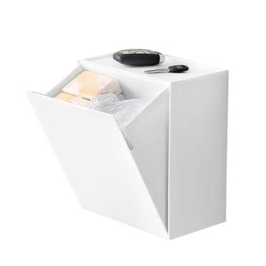 Imagem de Zerodis Caixa Organizadora de Parede para Potes, Caixa Com Tampa Articulada, Design, Banheiro, Vaidade, Armazenamento, Suporte para Vasilha, Economia de Espaço, Grande Capacidade para Cotonete, Fio