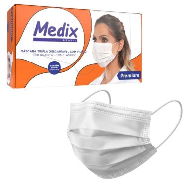 Imagem de Máscara De Proteção Descartável Camada Tripla Com Filtro e Elástico CX 50 Unidades Medix