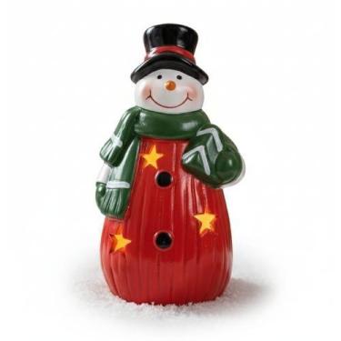 Imagem de Boneco Natalino de Cerâmica com Luz Led Branco Quente 14,7cm Tipo:Bone